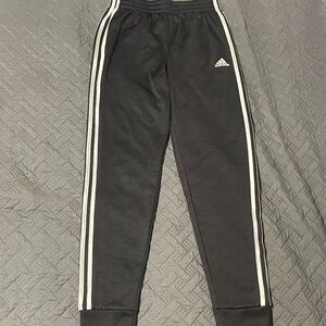 Adidas Kids Black Joggers with White Stripes
